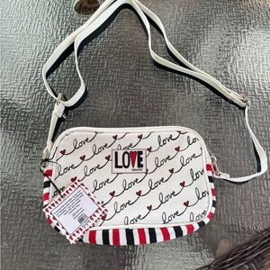 Brighton Love Script White Crossbody Bag